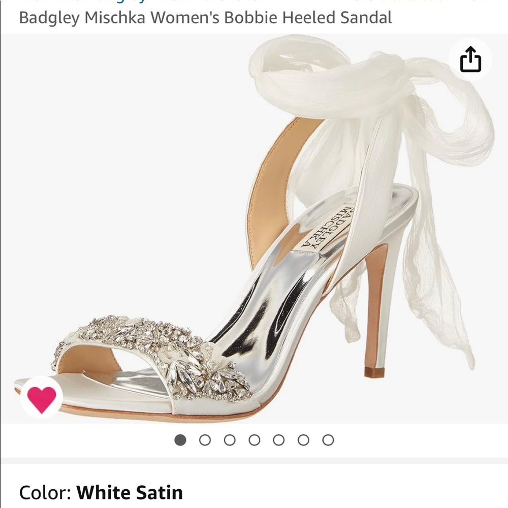 White satin Badgley Mischka Bobby sandal heels